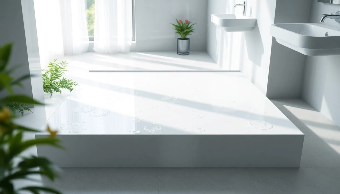 Showcasing an 800 x 800 shower base surrounded by an elegant bathroom setup, reflecting tranquility.