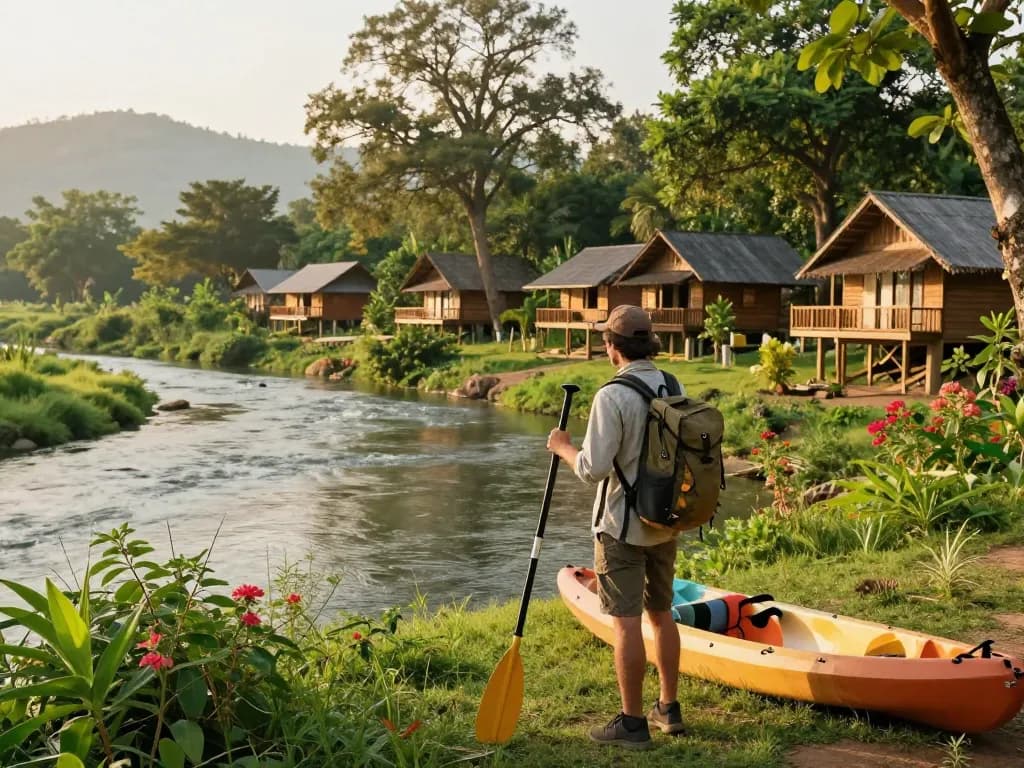 Dandeli resorts offering adventure activities like kayaking amidst serene landscapes