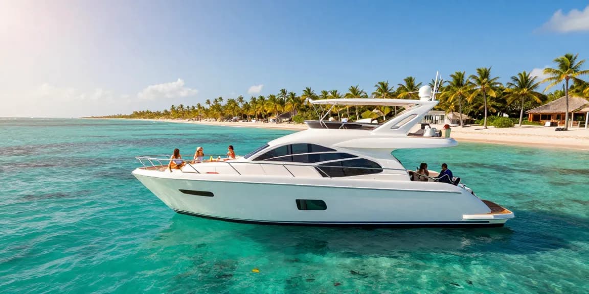 yacht charter punta cana experience with guests relaxing on a luxurious yacht near Saona Island