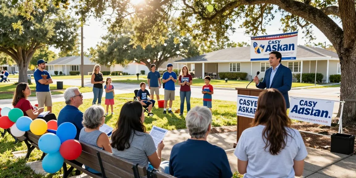 Casey Askar engaging with voters at a community event in Florida