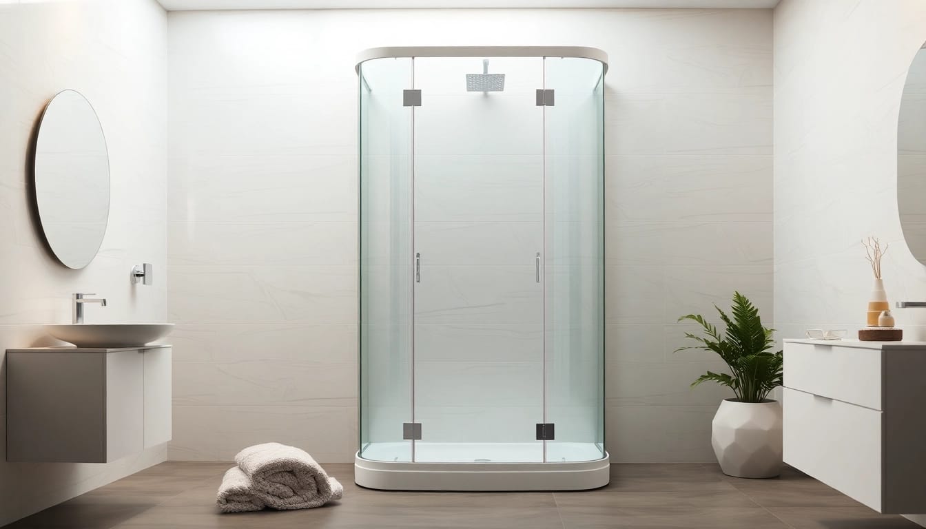 Die sonni Duschkabine 100x100 in einem eleganten Badezimmer, ideal für einen modernen Lebensstil.