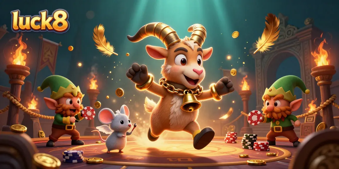 Experience luck8's thrilling holiday-horror casino with playful characters stealing chips.