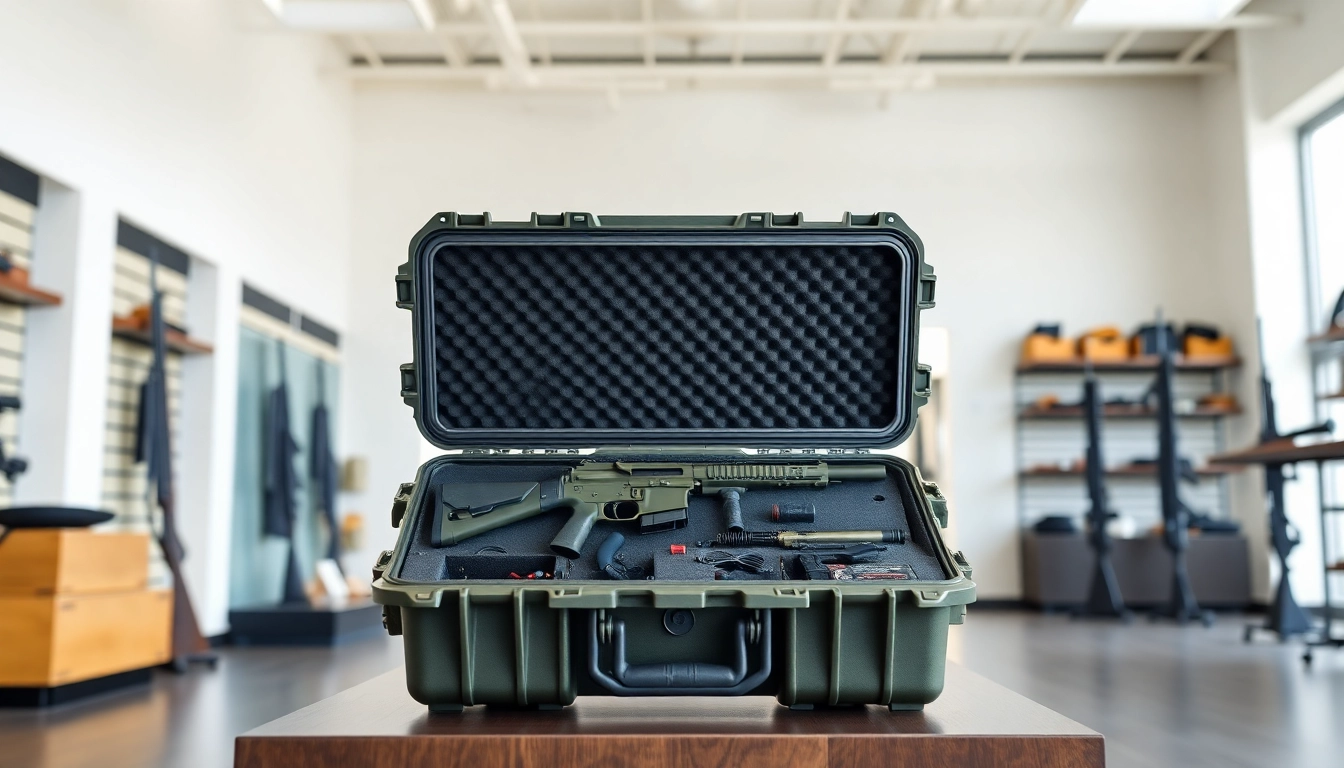 Pursue high-quality pelican gun case for sale showcasing robust design and organized storage.
