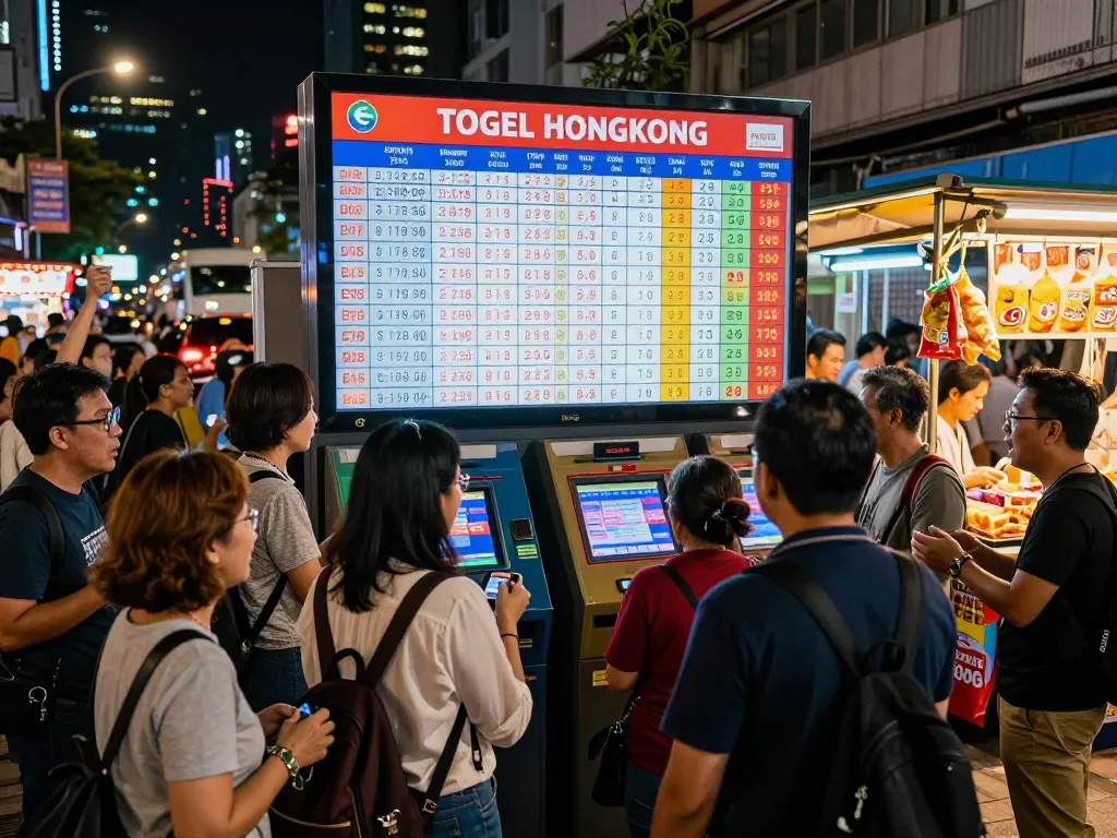 Kerumunan yang bersemangat merayakan hasil Data HK di suasana Togel Hongkong yang hidup.