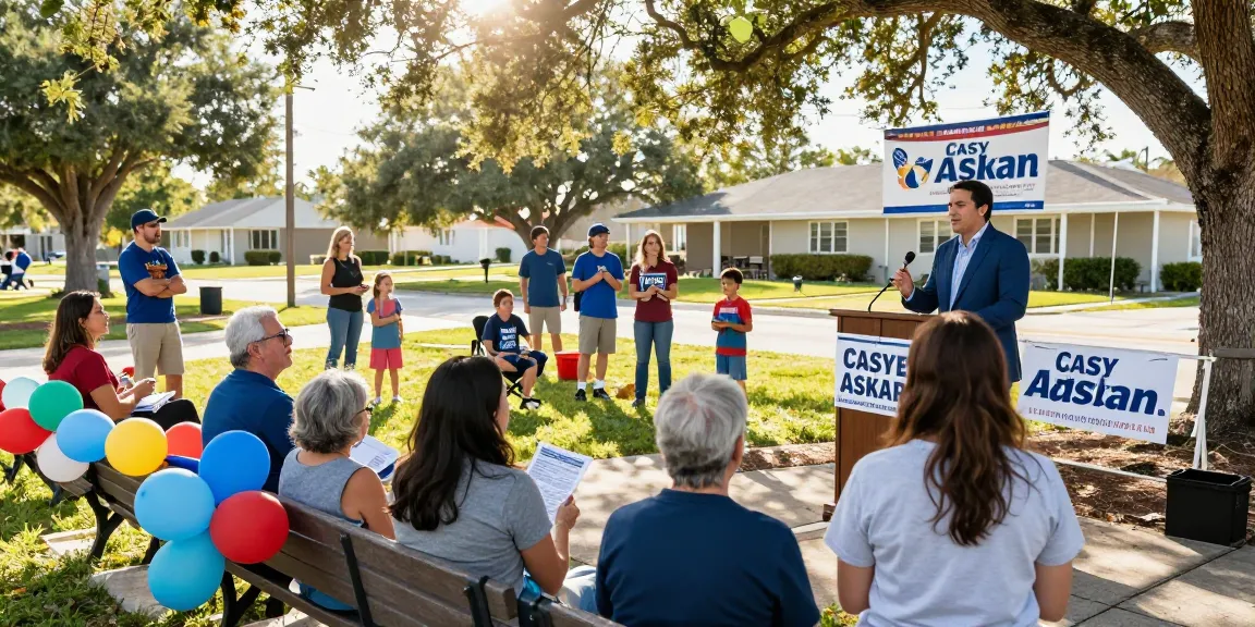 Casey Askar engaging with voters at a community event in Florida