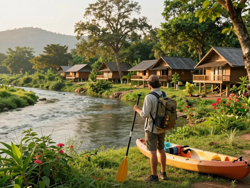 Dandeli resorts offering adventure activities like kayaking amidst serene landscapes