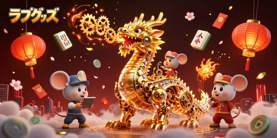 Experience winning with ラブグッズ in an exciting 3D casino scene featuring a golden dragon.
