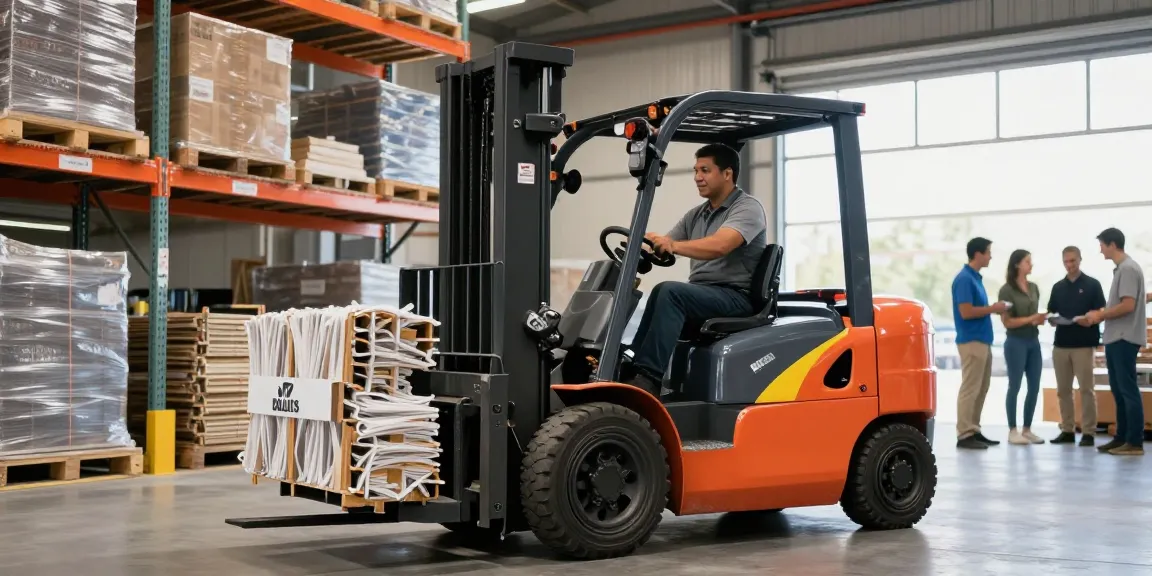 Best electric forklift in Dallas showcased in a dynamic warehouse environment, highlighting efficiency and teamwork.