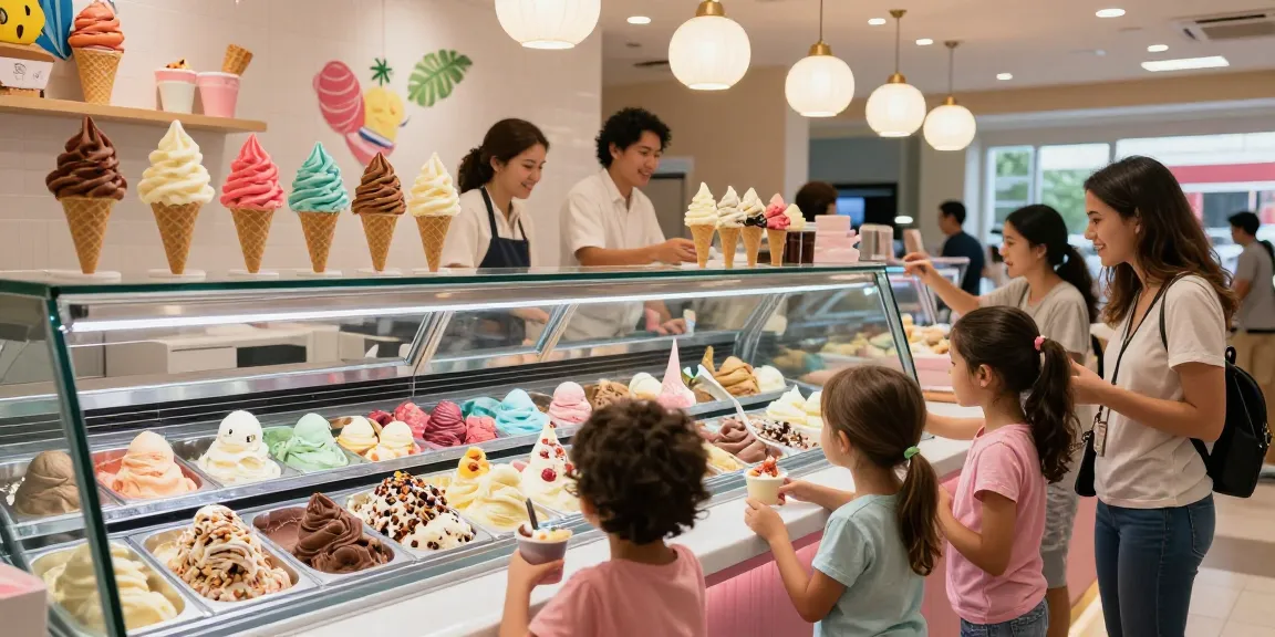 Delicious rokok 88 ice cream creations displayed in a vibrant family-friendly parlor.
