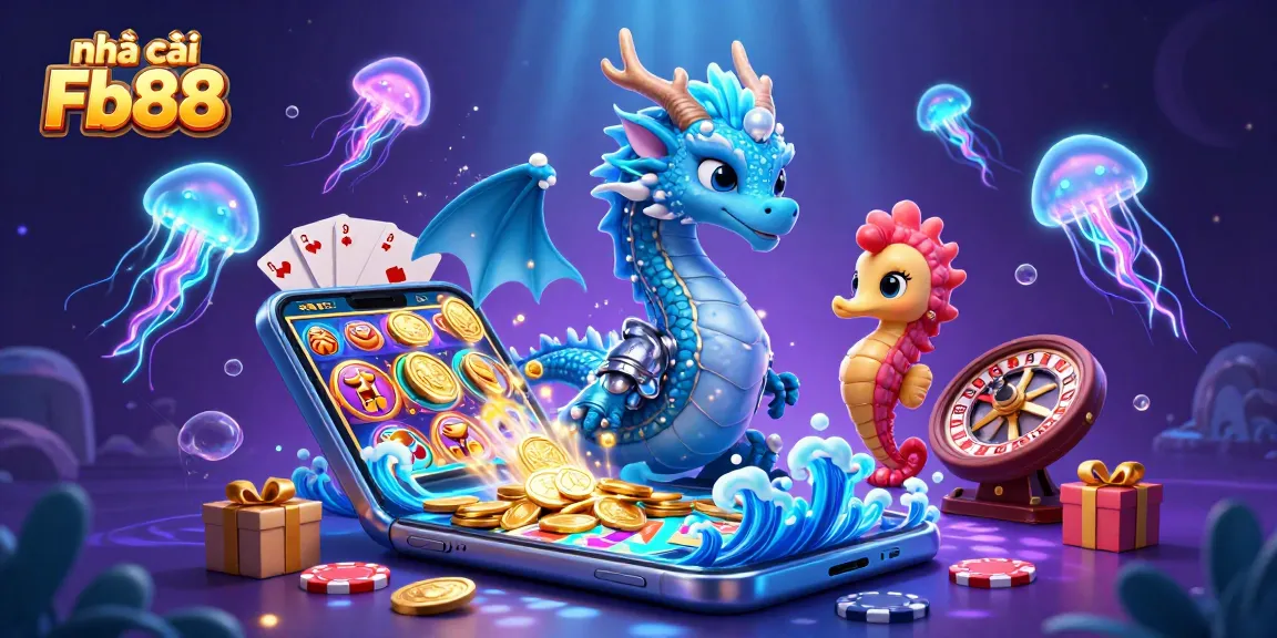 Engage with nhà cái Fb88 and explore vibrant casino action featuring an azure dragon and seahorse knight.
