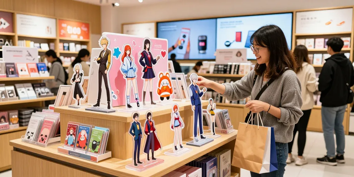 Custom acrylic stand enhancing shopping experience with vibrant designs.