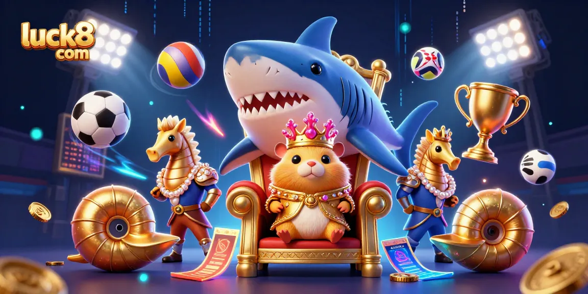 Experience the excitement of betting at luck8 com with a dynamic casino-themed 3D illustration showcasing thrilling elements.
