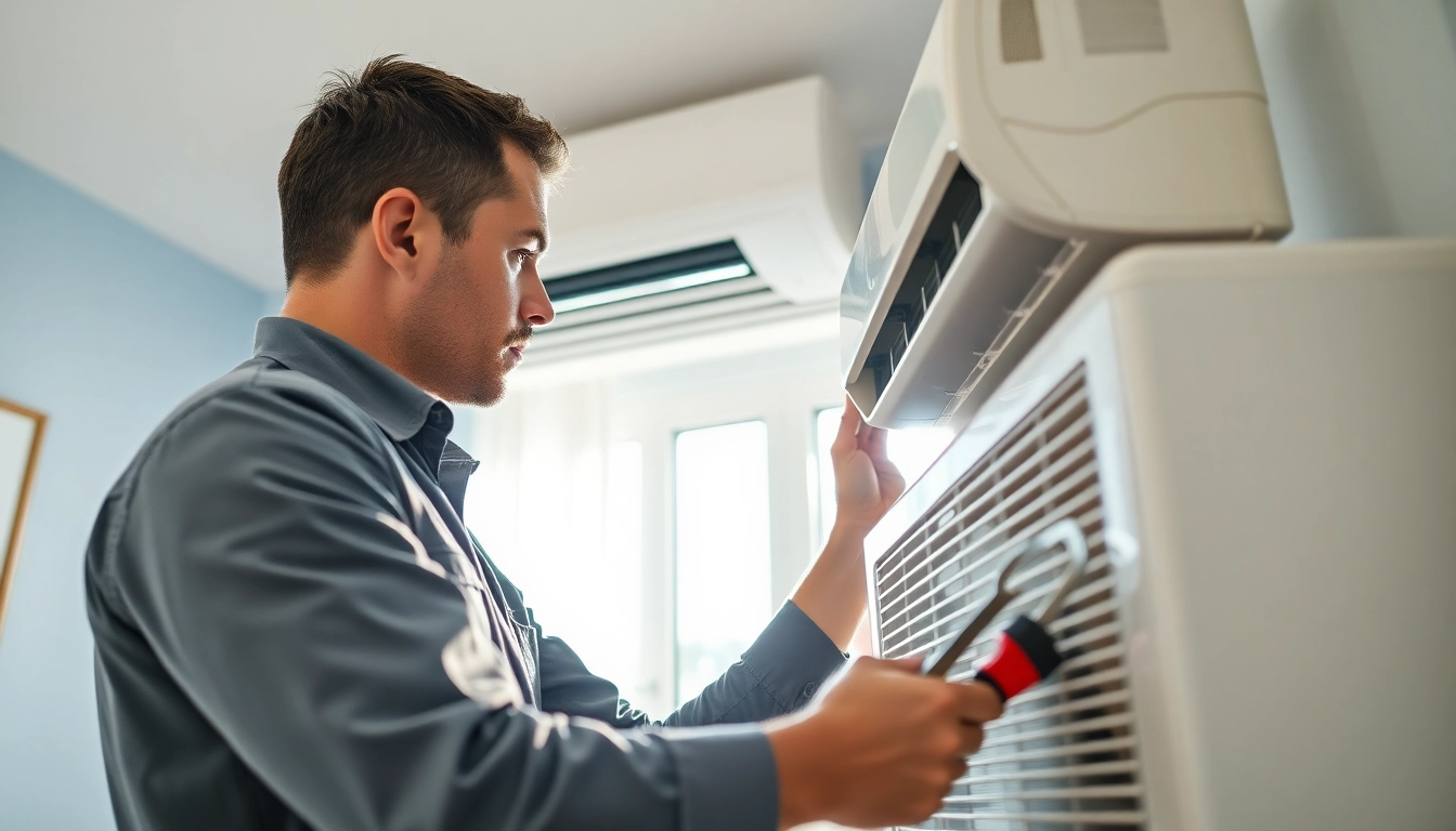 Efficient air conditioning repair in Tampa, showcasing a technician fixing a unit.
