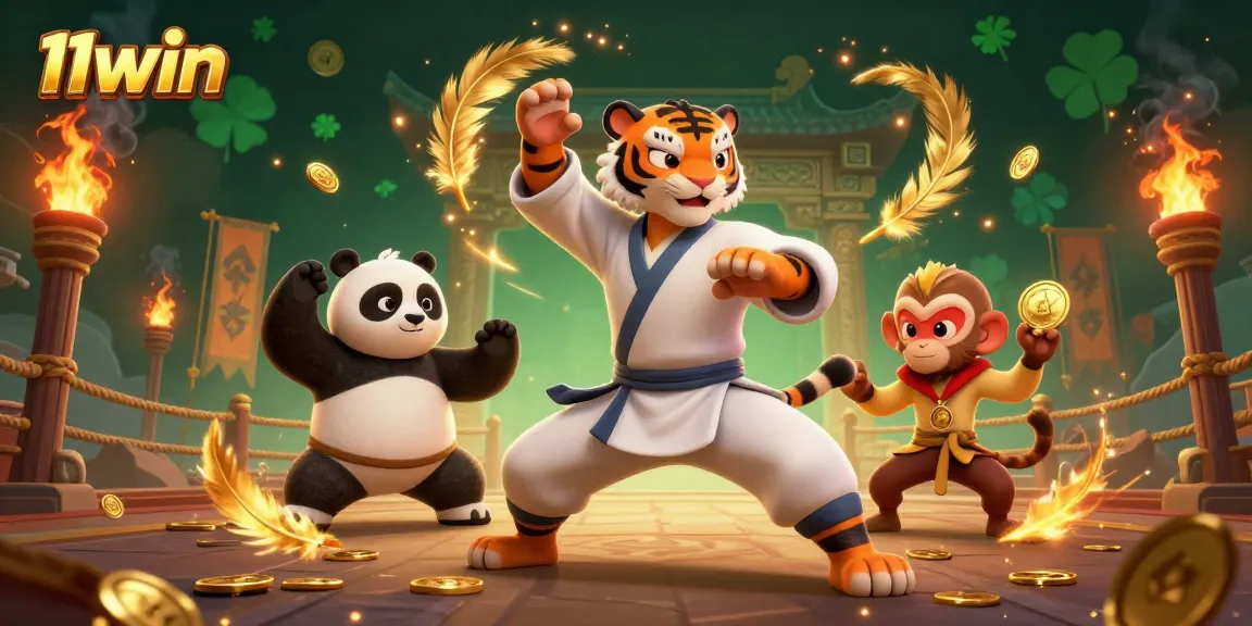 Experience thrilling wins at 11win with a vibrant 3D casino scene featuring unique characters.