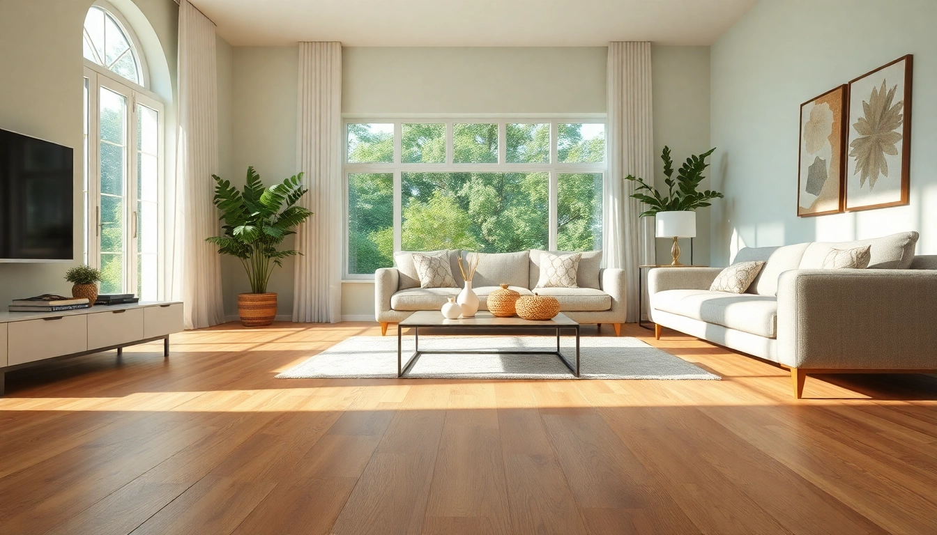 Admire the luxury vinyl plank flooring that enhances this elegant living room with natural light and sophisticated decor.
