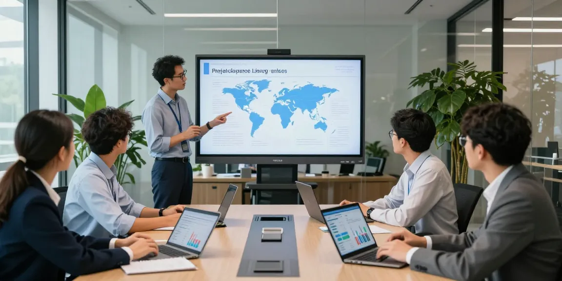 Team collaborating in a modern office discussing worldwide project finance lending strategies with financial reports and digital tools.