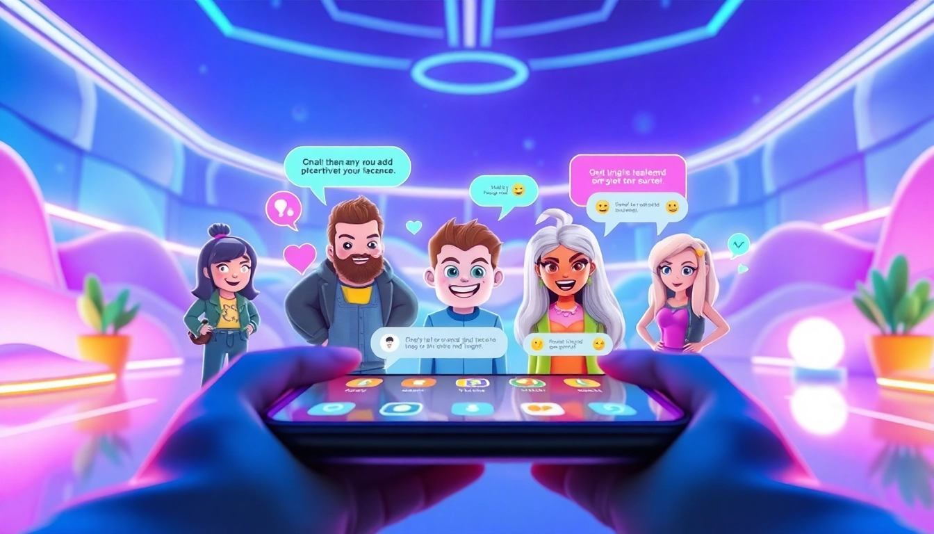 Engaging chat scene illustrating Crush on AI interactions with colorful animated characters in a modern digital interface.