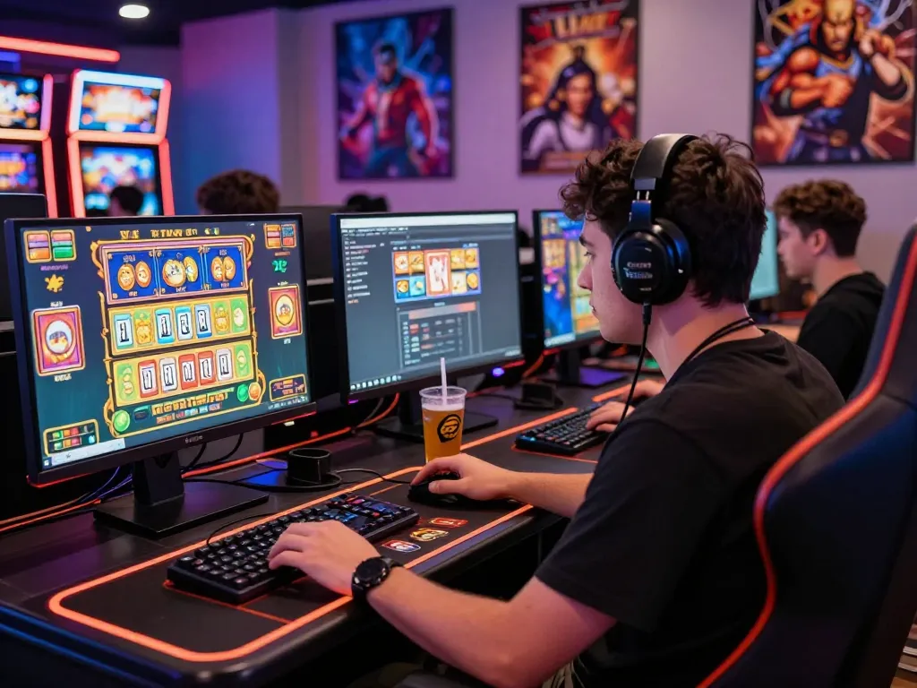 Engaging online gaming experience with bomwin platform, immersive setup and vibrant atmosphere.