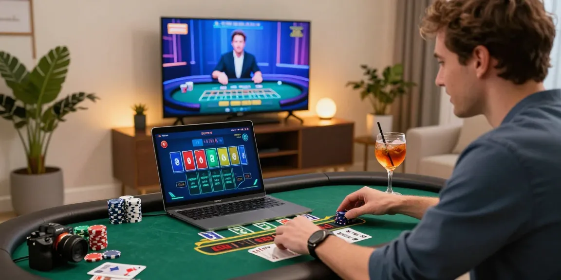 Player enjoying บาคาร่า online in a modern gaming setup, immersed in live dealer gameplay with stylish environment and interactive elements.