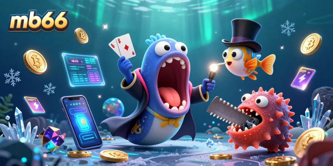 Experience thrilling card tricks with mb66's captivating underwater casino scene featuring unique sea creatures.