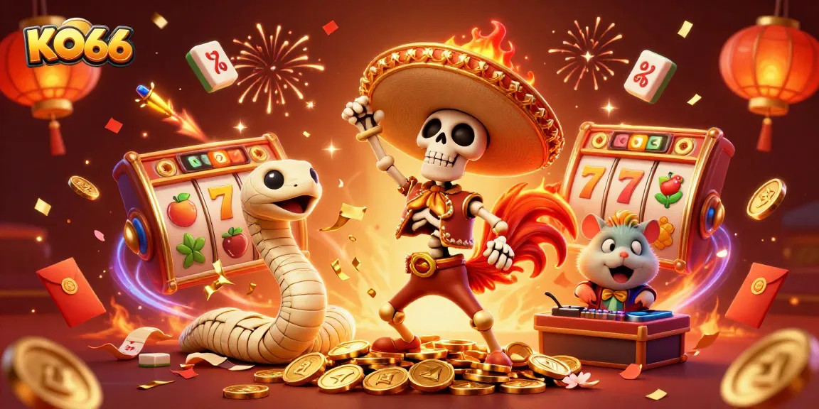 Spin and win at KO66 with vibrant skeleton mariachi dancers and golden treasures saturating the scene.