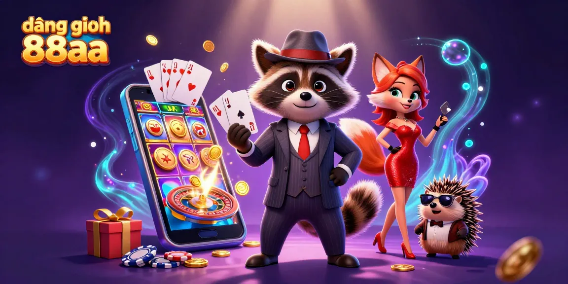 Play the latest games with đăng nhập 88aa, featuring a suave raccoon, fox lady, and bouncer in action.